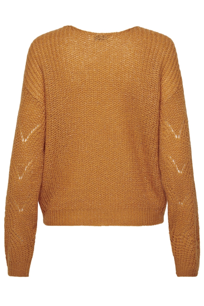 JDYBADUT L/S V-NECK STRUC GLITT PUL 15302387 Golden Ochre/GOLD LUREX