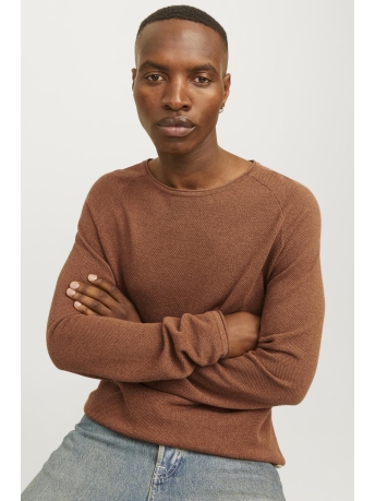 Jack & Jones Trui JJEHILL KNIT CREW NECK NOOS 12157321 MOCHA BESQUE/TWIST