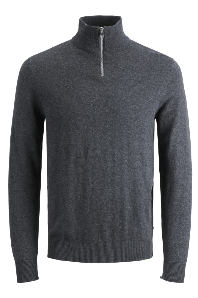 JJEEMIL KNIT HALF ZIP NOOS 12189339 Dark Grey Melange