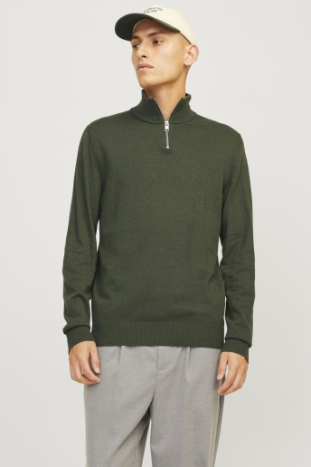 Jack & Jones Trui JJEEMIL KNIT HALF ZIP NOOS 12189339 Kombu Green