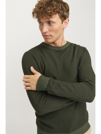 Jack & Jones Trui JJEGLOBE KNIT CREW NECK NOOS 12258139 KOMBU GREEN