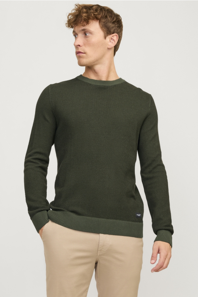 JJEGLOBE KNIT CREW NECK NOOS 12258139 KOMBU GREEN