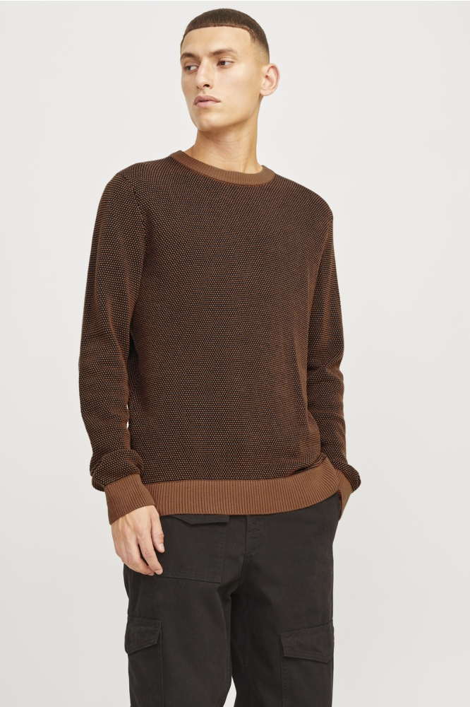 JJEGLOBE KNIT CREW NECK NOOS 12258139 MOCHA BISQUE