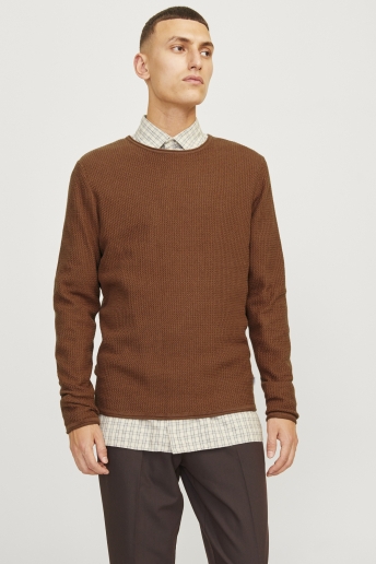 Jack & Jones Trui JJECOOPER KNIT CREW NECK NOOS 12258407 Mocha Bisque