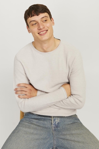 Jack & Jones Trui JJECOOPER KNIT CREW NECK NOOS 12258407 Oatmeal/Melange