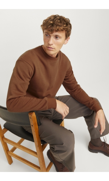 JJEBRADLEY SWEAT CREW NOOS 12249341 MOCHA BISQUE