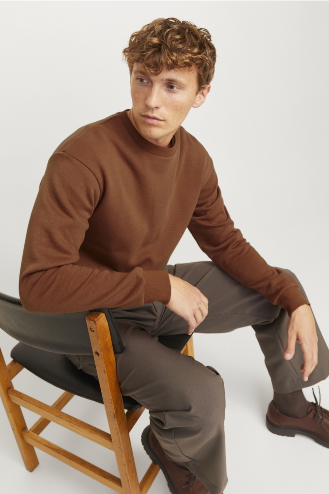 JJEBRADLEY SWEAT CREW NOOS 12249341 MOCHA BISQUE