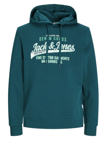 Jack & Jones Trui JJELOGO SWEAT HOOD 2 COL 24/25 NOOS 12255617 DEEP TEAL