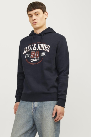 Jack & Jones Trui JJELOGO SWEAT HOOD 2 COL 24/25 NOOS 12255617 DARK NAVY