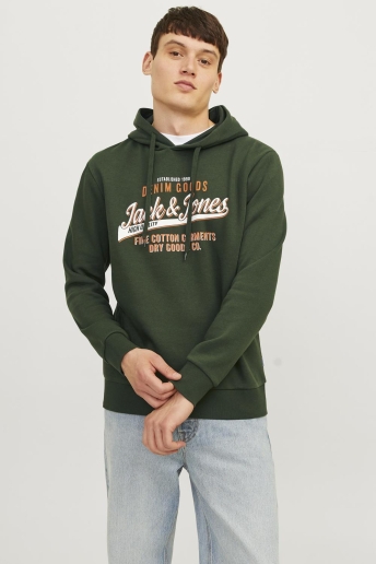 Jack & Jones Trui JJELOGO SWEAT HOOD 2 COL 24/25 NOOS 12255617 KOMBU GREEN