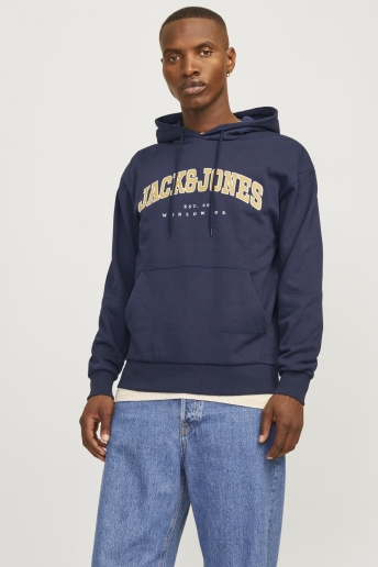 Jack & Jones Trui JJECALEB VARSITY SWEAT HOOD NOOS 12256521 Navy Blazer