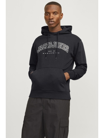 Jack & Jones Trui JJECALEB VARSITY SWEAT HOOD NOOS 12256521 BLACK