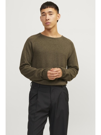 Jack & Jones Trui JJEHILL KNIT CREW NECK NOOS 12157321 Canteen/Twist