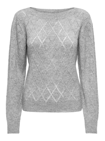 Jacqueline de Yong Trui JDYLETTY L/S BOAT NECK PULLOVER KNT 15333591 LIGHT GREY MELANGE