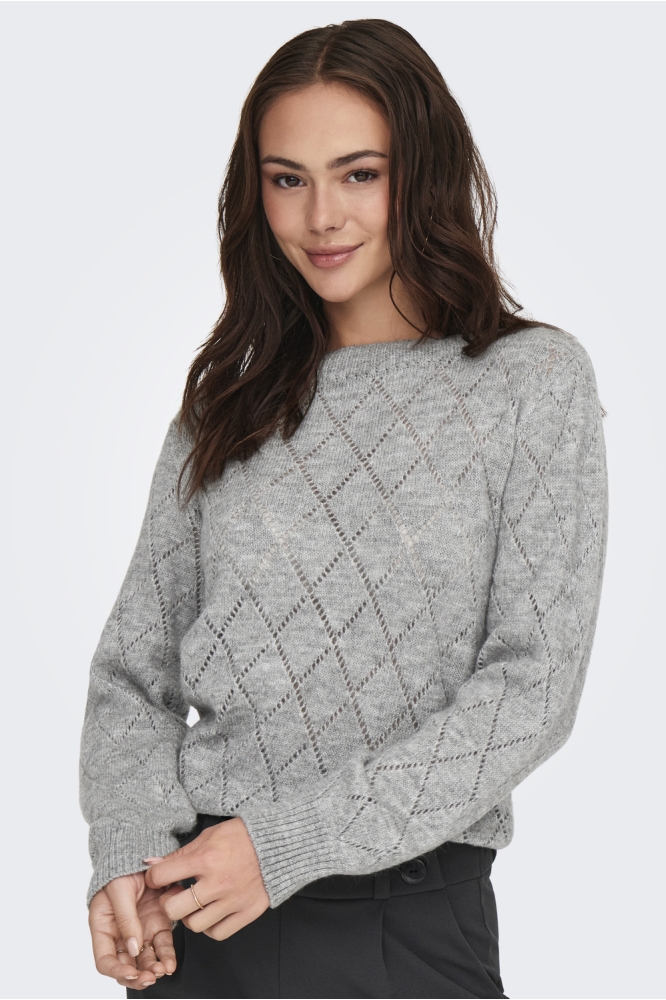 JDYLETTY L/S BOAT NECK PULLOVER KNT 15333591 LIGHT GREY MELANGE