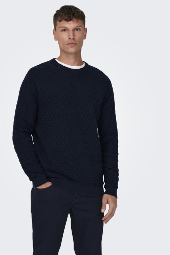 Only & Sons Trui ONSKALLE REG 12 STRUC CREW KNIT NOO 22026559 Dark Navy