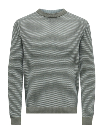 Only & Sons Trui ONSTAPA REG 12 STRUC LS CREW KNIT N 22027602 CASTOR GRAY/CHINOIS