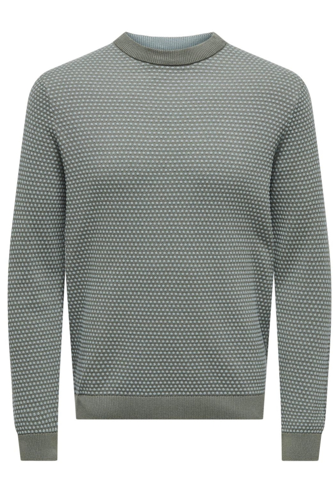 ONSTAPA REG 12 STRUC LS CREW KNIT N 22027602 CASTOR GRAY/CHINOIS