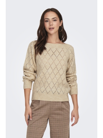 Jacqueline de Yong Trui JDYLETTY L/S BOAT NECK PULLOVER KNT 15333591 OATMEAL/MELANGE