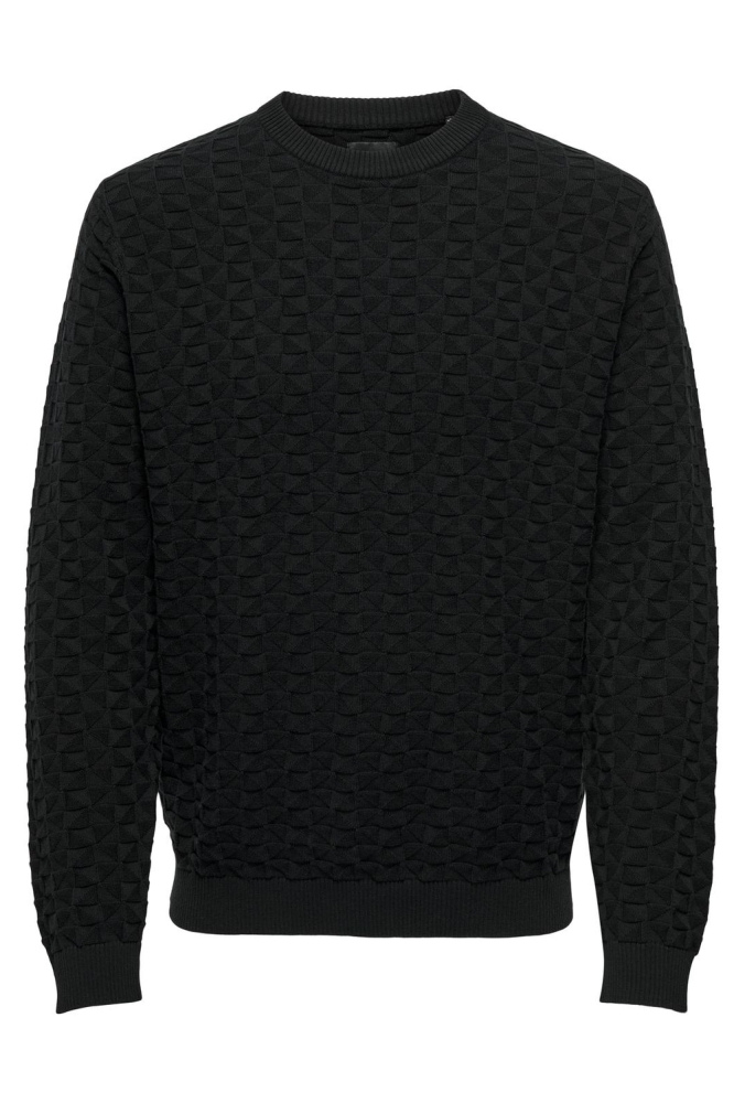 ONSKALLE REG 12 STRUC CREW KNIT NOO 22026559 Black