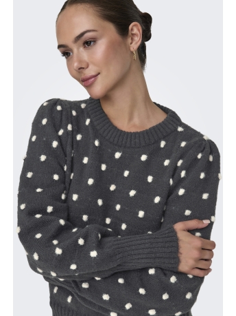 Jacqueline de Yong Trui JDYSIGRID LIFE L/S ON PUFF PULL KNT 15304813 Dark Grey Melan/W. CEMENT