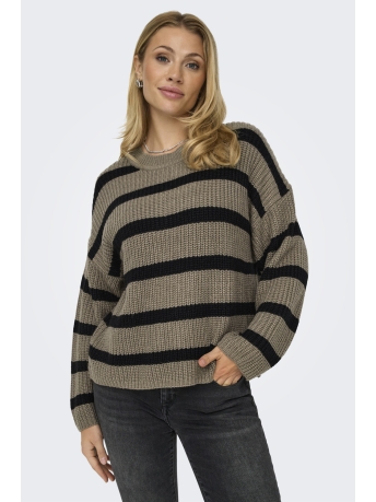 Jacqueline de Yong Trui JDYJUSTY L/S STRIPE PULLOVER KNT NO 15264902 WALNUT/BLACK