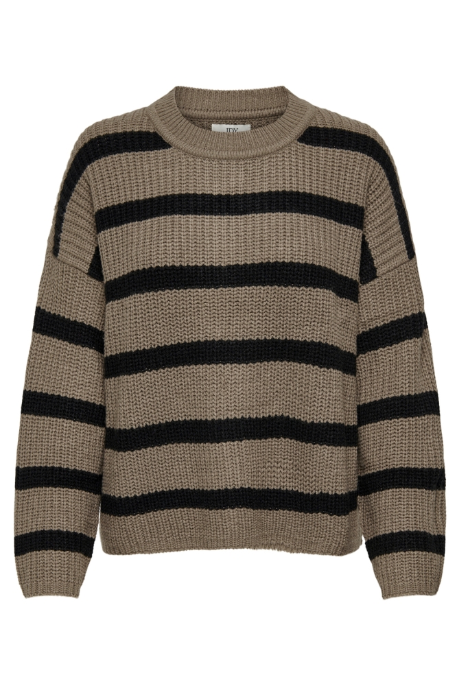 JDYJUSTY L/S STRIPE PULLOVER KNT NO 15264902 WALNUT/BLACK