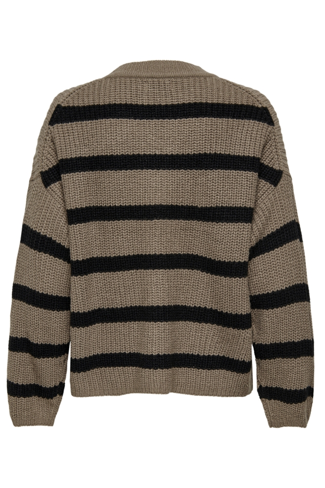 JDYJUSTY L/S STRIPE PULLOVER KNT NO 15264902 WALNUT/BLACK