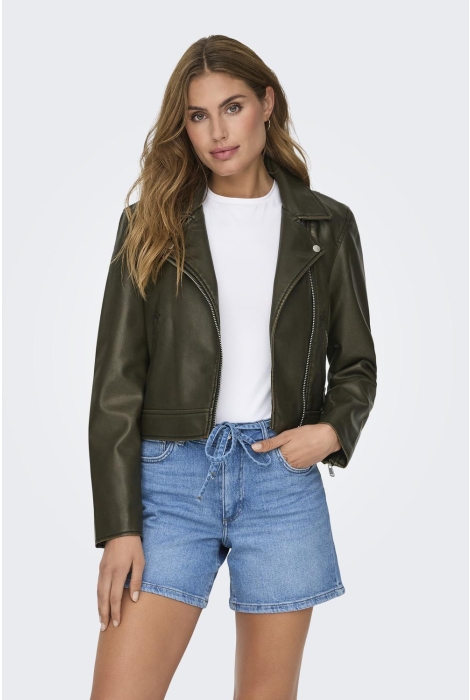 Only onlria washed faux leather biker ot