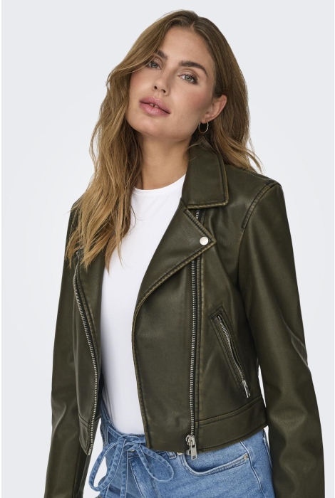 Only onlria washed faux leather biker ot