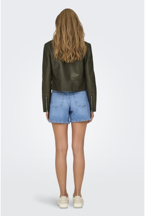 Only onlria washed faux leather biker ot