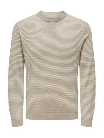 Only & Sons Trui ONSTAPA REG 12 STRUC LS CREW KNIT N 22027602 SILVER LINING/OATMEAL MELANGE