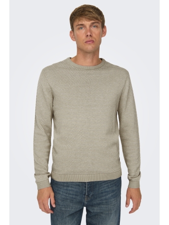 Only & Sons Trui ONSTAPA REG 12 STRUC LS CREW KNIT N 22027602 SILVER LINING/OATMEAL MELANGE