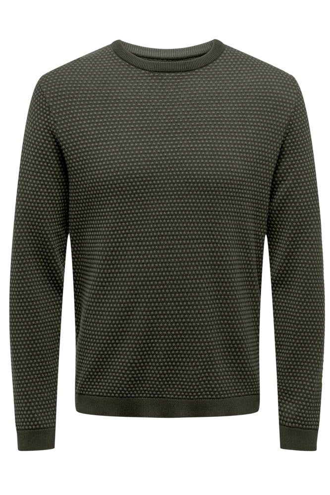 ONSTAPA REG 12 STRUC LS CREW KNIT N 22027602 ROSIN/FOREST NIGHT