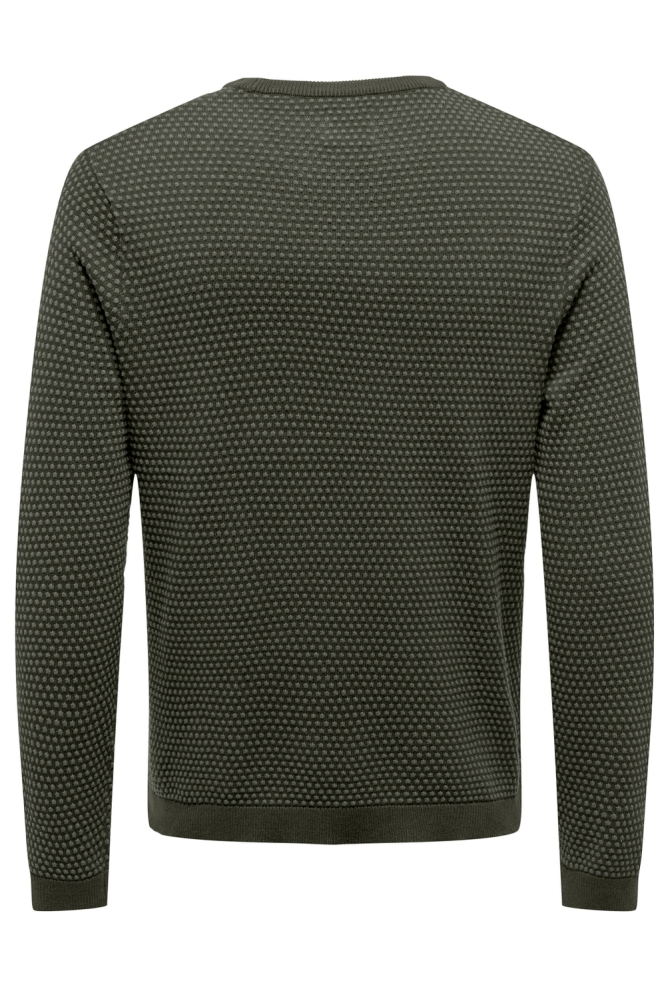 ONSTAPA REG 12 STRUC LS CREW KNIT N 22027602 ROSIN/FOREST NIGHT