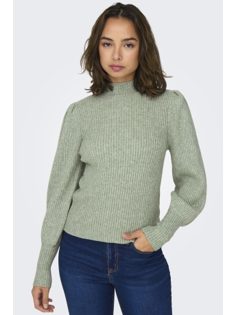 Only Trui ONLKATIA L/S HIGHNECK PULLOVER KNT 15232494 Basil/W. MELANGE