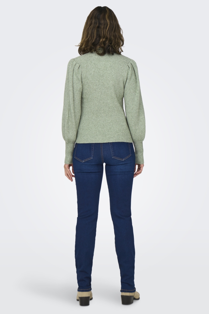 ONLKATIA L/S HIGHNECK PULLOVER KNT 15232494 Basil/W. MELANGE