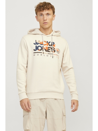 Jack & Jones Trui JJLUKE SWEAT HOOD 12256821 Moonbeam/BIG