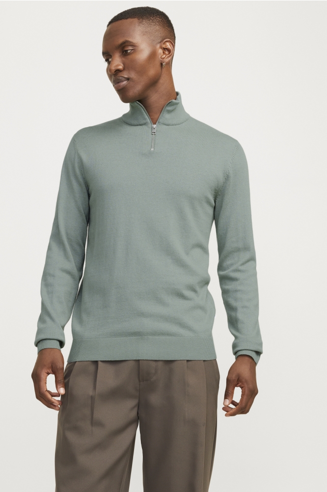 JJEEMIL KNIT HALF ZIP NOOS 12189339 ICEBERG GREEN