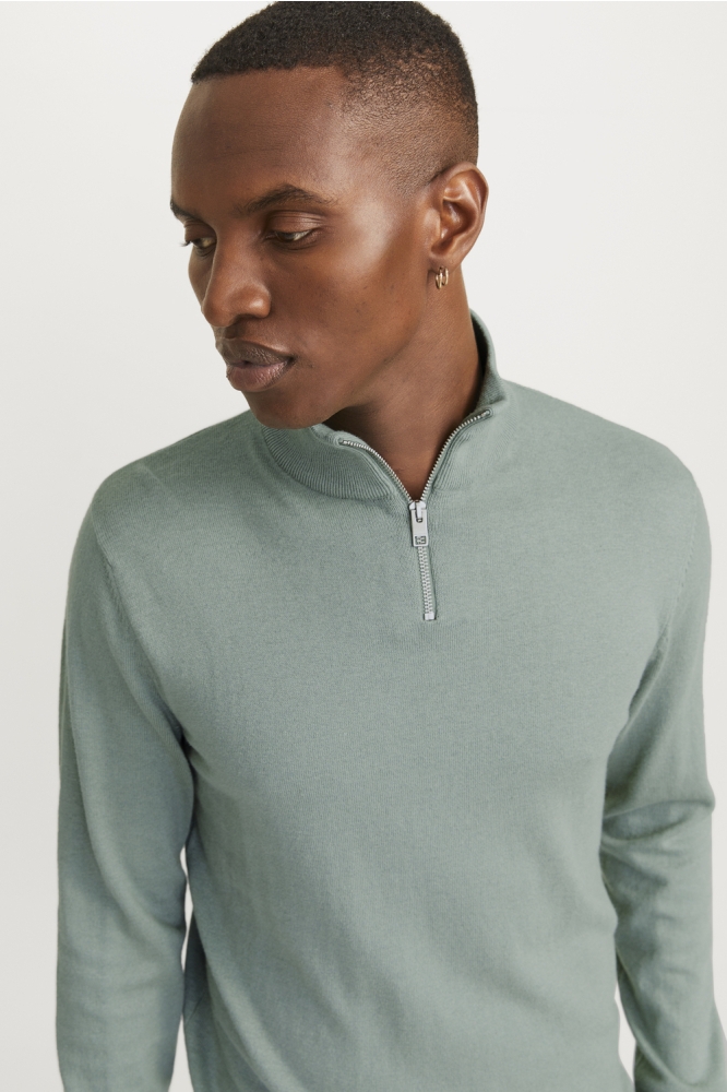 JJEEMIL KNIT HALF ZIP NOOS 12189339 ICEBERG GREEN