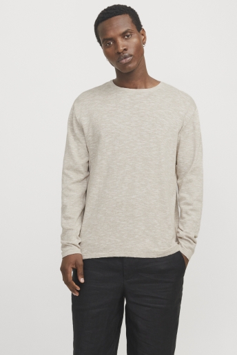 Jack & Jones Trui JJESUMMER KNIT CREW NECK SN 12269631 CROCKERY/WHITE