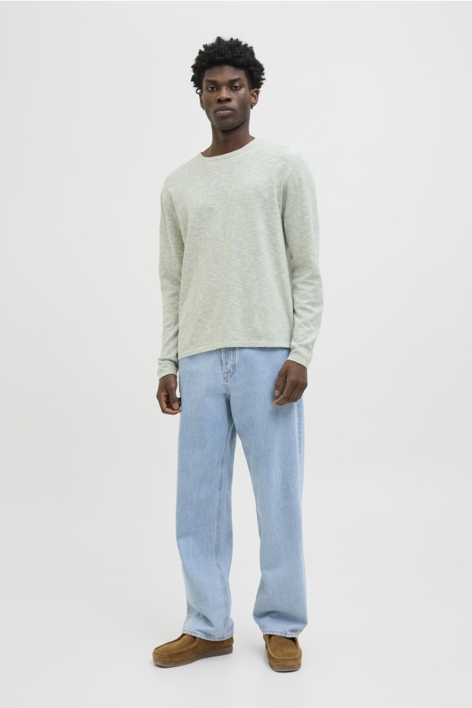 JJESUMMER KNIT CREW NECK SN 12269631 ICEBERG GREEN/WHITE