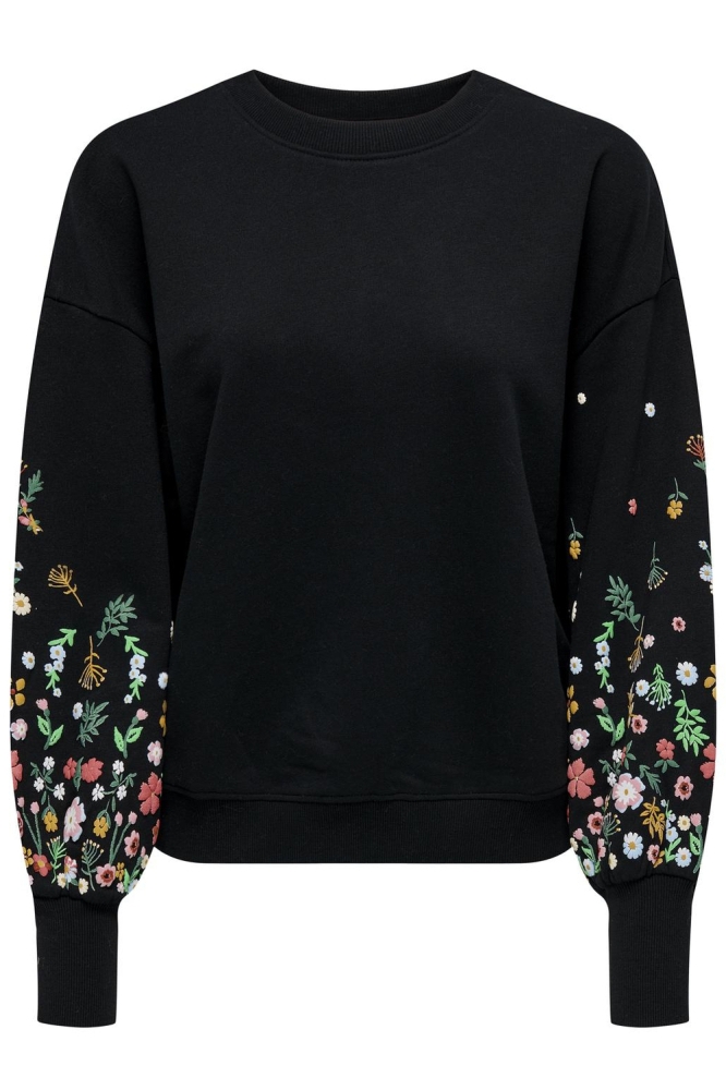 ONLBROOKE L/S O-NECK FLOWER SWT NOO 15216364 BLACK