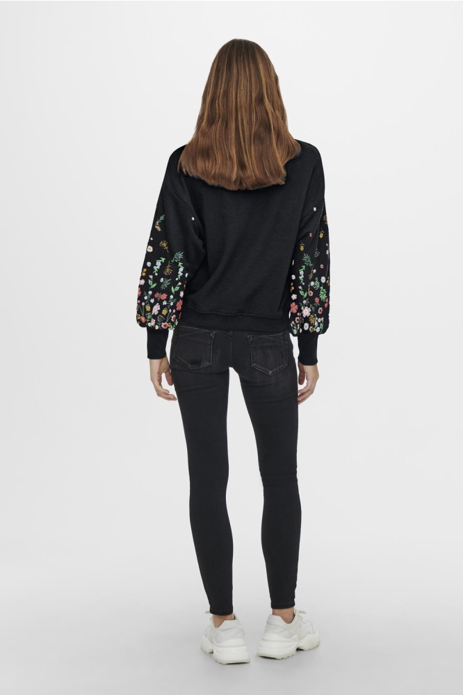 ONLBROOKE L/S O-NECK FLOWER SWT NOO 15216364 BLACK