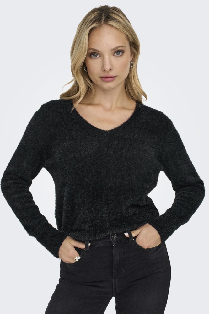 ONLELLA PIUMO LS V-NECK KNT NCA 15259562 Black