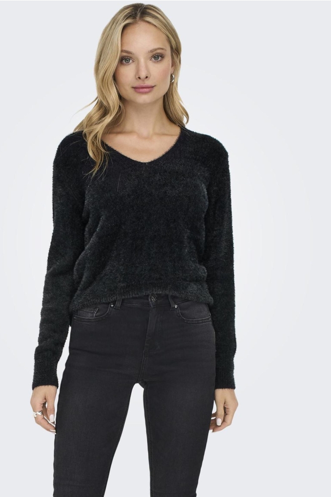 ONLELLA PIUMO LS V-NECK KNT NCA 15259562 Black