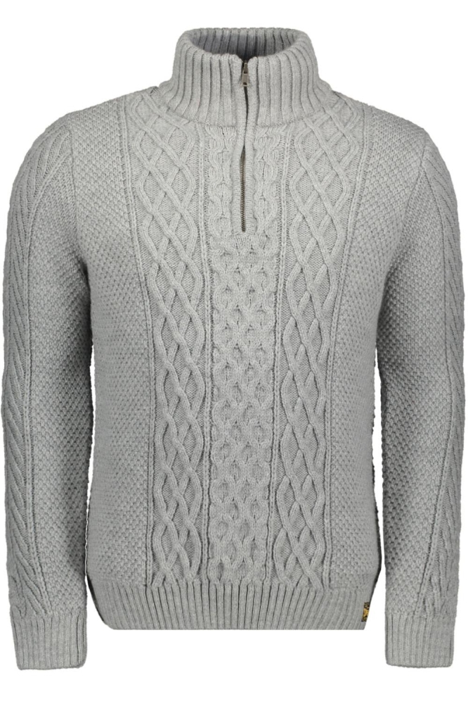 JACOB CABLE KNIT HALF ZIP M6110639A MID GREY