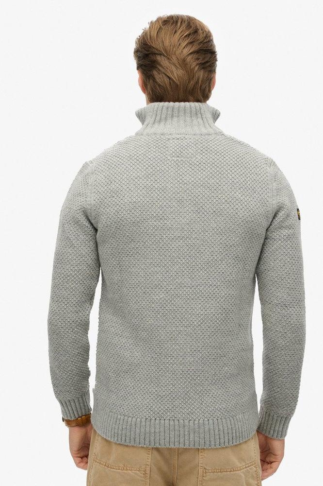 JACOB CABLE KNIT HALF ZIP M6110639A MID GREY