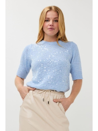 EsQualo Trui SWEATER SEQUINS SP25 02021 619 SKY BLUE