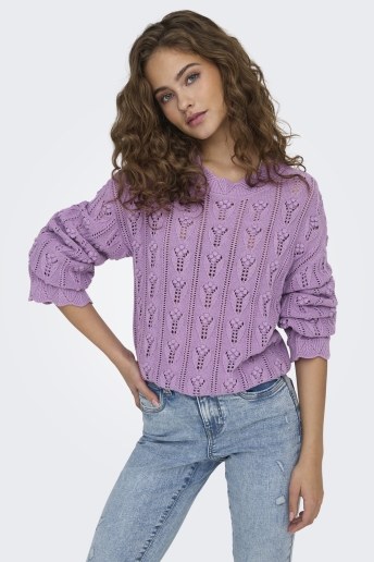 Jacqueline de Yong Trui JDYMARIE L/S O-NECK DOT PULLOVER KN 15343843 SHEER LILAC